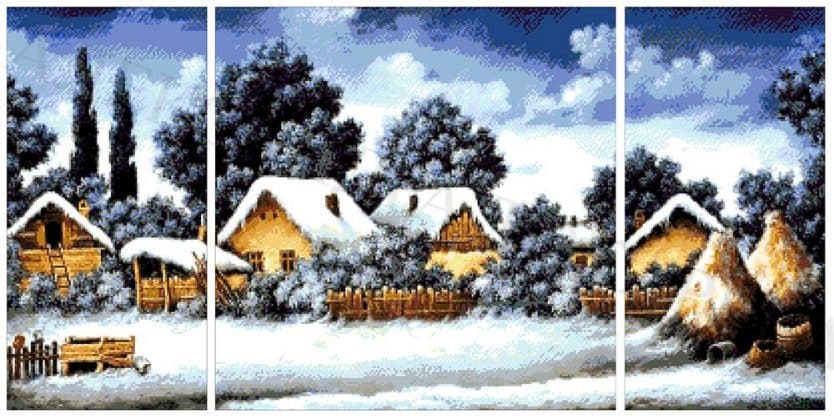 Зимушка в деревне (триптих) 35-5550-НЗТ (2016) без сетки
